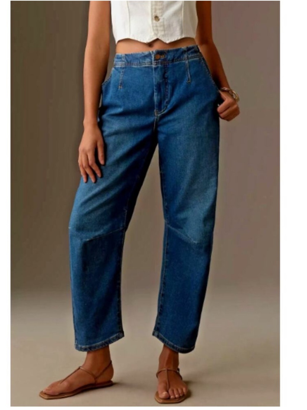 Anthropologie Pilcro Leni Curved Barrel Leg Jeans Relaxed Tapered